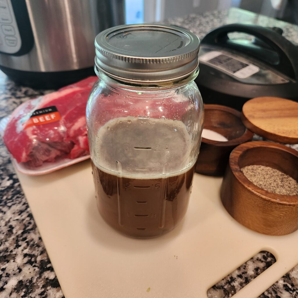 beef bouillon in mason jar